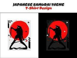 weiblich Samurai, städtisch Samurai, Silhouette Japan Samurai Vektor zum Design t Hemd Konzept, japanisch T-Shirt Design, Silhouette zum ein japanisch Thema