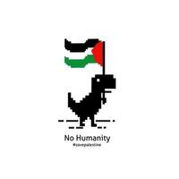 illustration vektor av dinosaurie föra palestina flagga, Nej mänskligheten, spara palestina.