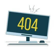 bruten övervaka fel 404 blixt meddelande. skadad dator. teknologi problem. tömma stat ui design. sida inte hittades dyka upp tecknad serie bild. vektor platt illustration begrepp på vit bakgrund