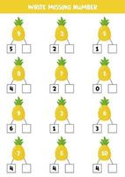 Nummer Fesseln mit süß Karikatur Ananas zum Kinder. vektor