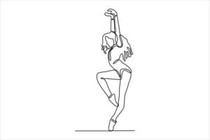 kontinuierlich Linie Zeichnung von Frau Tanzen Ballett Illustration vektor