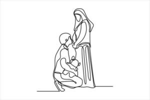 kontinuierlich Linie Illustration von ein Mann kniend im Vorderseite von ein Frau vektor