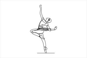 kontinuierlich Linie Zeichnung von Frau Tanzen Ballett Illustration vektor