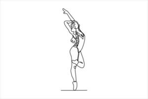 kontinuierlich Linie Zeichnung von Frau Tanzen Ballett Illustration vektor