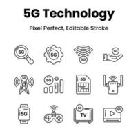 verwandeln Ihre Projekte mit unser 5g Netzwerk Symbole hinzufügen ein berühren von Raffinesse und vermitteln das versprechen von blitzschnell Konnektivität zu bestechen Ihre Publikum vektor