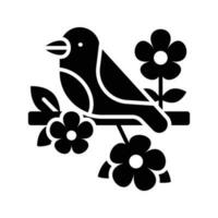 ein Vogel Sitzung im ein Ast von Baum, greifen diese schön Symbol von Vogel im editierbar Stil vektor