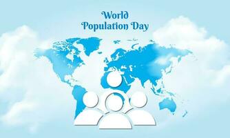 värld befolkning dag design vektor med värld Karta och människor silhuett. värld befolkning dag bakgrund vektor