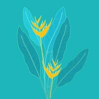 heliconia löv och blomma tropisk sommar bakgrund. vektor design illustration.