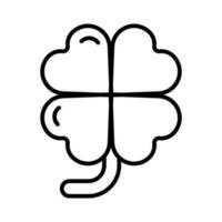 en fyra kronblad blomma, tecken av tur, klöver platt ikon, premie vektor design av spel karaktär