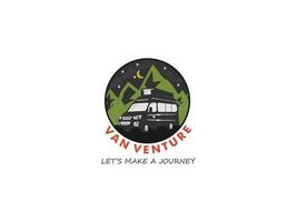 Minivan Transport Auto Logo, van Abenteuer Logo Design Vorlage vektor