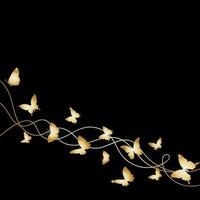 skön bakgrund med gyllene fjärilar vektor