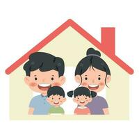 lycklig familj stanna hemma vektor