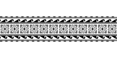 Maori polynesisch tätowieren Armband mit Wellen und Sonne Symbol. Stammes- Ärmel nahtlos Muster Vektor. vektor