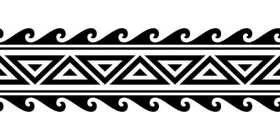 Maori polynesisch tätowieren Armband mit Wellen und Sonne Symbol. Stammes- Ärmel nahtlos Muster Vektor. vektor