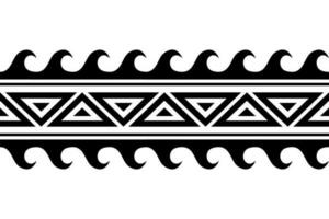 Maori polynesisch tätowieren Armband mit Wellen und Sonne Symbol. Stammes- Ärmel nahtlos Muster Vektor. vektor