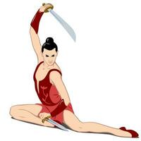 gymnast med svärd och dolk. rytmisk gymnastik, cirkus. vektor teckning. svärd och dolk är separat objekt.