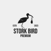 stork fågel logotyp design vektor begrepp illustration aning