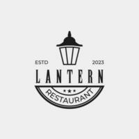 kreativ Laterne Post Lampe Restaurant Jahrgang Logo Design Vektor Konzept Illustration Idee
