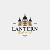 kreativ Laterne Post Lampe Restaurant Jahrgang Logo Design Vektor Konzept Illustration Idee