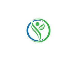 Mensch Blatt Logo Design mit Wellness Logo Symbol. gesund Leben Natur Blatt Logo Vektor Konzept Vorlage.