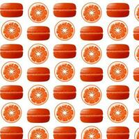nahtlos Muster Orange Macarons mit ein Scheibe von orange.für Poster, Logos, Etiketten, Banner, Aufkleber, Produkt Verpackung Design, usw. Gradient Macarons.Vektor Illustration vektor