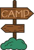 Campingplatz hölzern Wegweiser Camping Zeiger Illustration Grafik Element Kunst Karte vektor