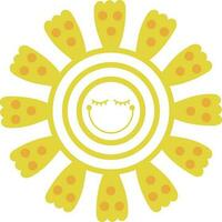 glücklich heiß Sommer- Sonne gezeichnet Kunst Gekritzel Charakter Illustration vektor