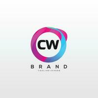 Initiale Brief cw Logo Design mit bunt Stil Kunst vektor