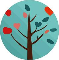 färgrik hjärtan träd ikon i platt stil. vektor