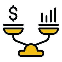 finansiell planera jämföra balans ikon vektor platt