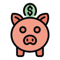 Geld Schweinchen Bank Symbol Vektor eben