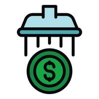 Wäsche Geld Dusche Symbol Vektor eben