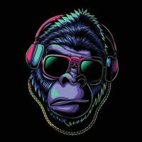 Gorilla Kopf Cyberpunk Stil Vektor Illustration