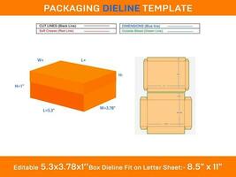 kartong låda stilar 5,3x3,78x1 tum Död linje mall vektor