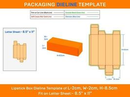 l 2xw 2xh 8,5 cm gåva låda för läppstift Död linje mall vektor