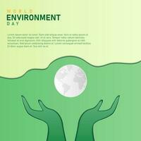 Welt Umgebung Tag. glücklich Umgebung Tag, 05 Juni. einfach Vektor Banner mit Grün Farbe Hintergrund