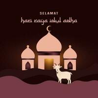 eid al adha Schöne Grüße mit Ziege. Selamat Hari raya idul adha übersetzt zu eid al adha Mubarak. geeignet zum Sozial Medien Post, Karte, usw. vektor