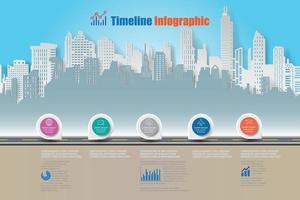 affärsvägkarta tidslinje infografisk stad vektor