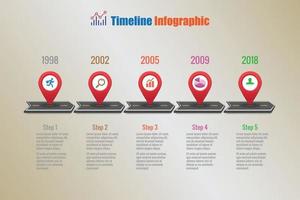 Infografik-Symbole für die Business-Roadmap-Zeitleiste vektor