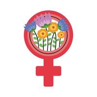 weibliches Geschlechtssymbol mit Blumengarten vektor