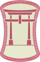 Beige und Rosa illustraton von Chinesisch torii Tor im Jahrgang rahmen. vektor