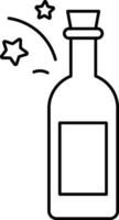 isolerat vin flaska ikon i linje konst. vektor