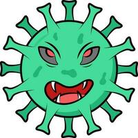 gruselig Virus Karikatur Charakter Grün Symbol. vektor