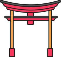 platt illustration av färgrik toriien Port ikon. vektor