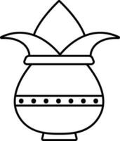 Illustration von Anbetung Topf oder Kalash Symbol im Linie Kunst. vektor