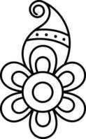 isoliert Blume gestalten Rangoli Symbol im eben Stil. vektor