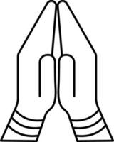 isoliert namaste oder beten Hand Symbol im Linie Kunst. vektor