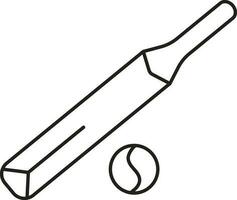 schwarz linear Stil Kricket Schläger und Ball Symbol. vektor