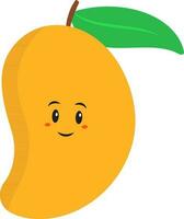 Karikatur Emoji von Lächeln Mango auf Weiß Hintergrund. vektor