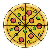 eben Stil Pizza Element auf Weiß Hintergrund. vektor